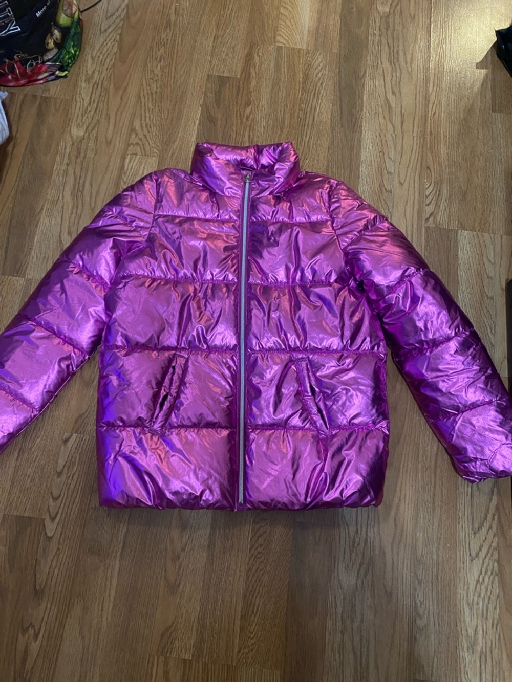 Kids Metallic Pink Puffer Jacket - Lightweight Insulated Coat